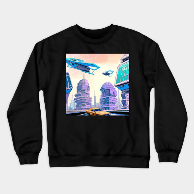 Cyberpunk city Crewneck Sweatshirt by retroprints